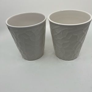 Pair of Contemporary Off White Ceramic Cachepots Set of 2
